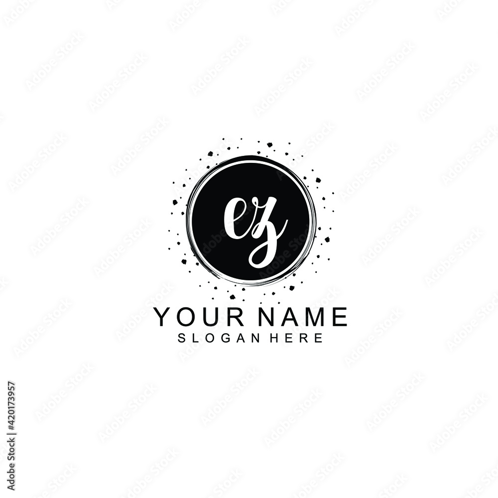 EZ beautiful Initial handwriting logo template EZ beautiful Initial handwriting logo template