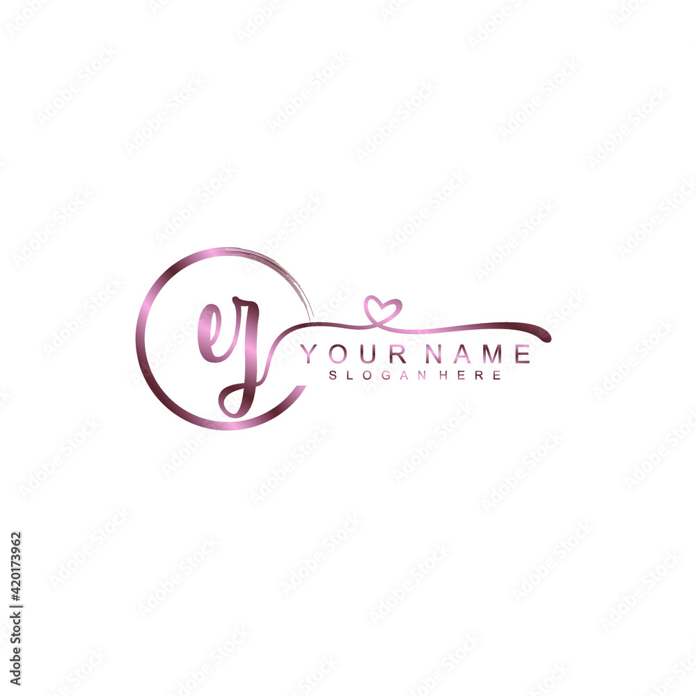 EZ beautiful Initial handwriting logo template