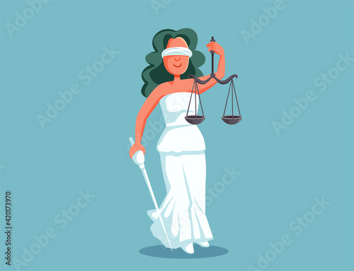 Statue of Lady Justice Vector Cartoon Illustration