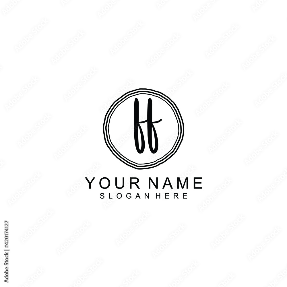 FF beautiful Initial handwriting logo template