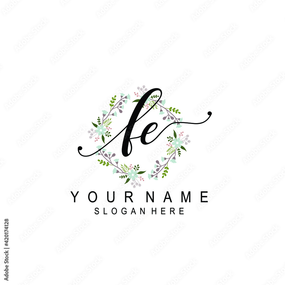 FE beautiful Initial handwriting logo template FE beautiful Initial handwriting logo template