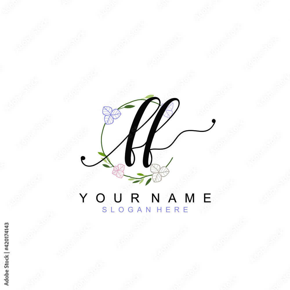 FF beautiful Initial handwriting logo template FF beautiful Initial handwriting logo template