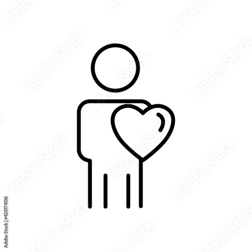 People line icon with heart. friendship, affection. Editable stroke. Design template vector