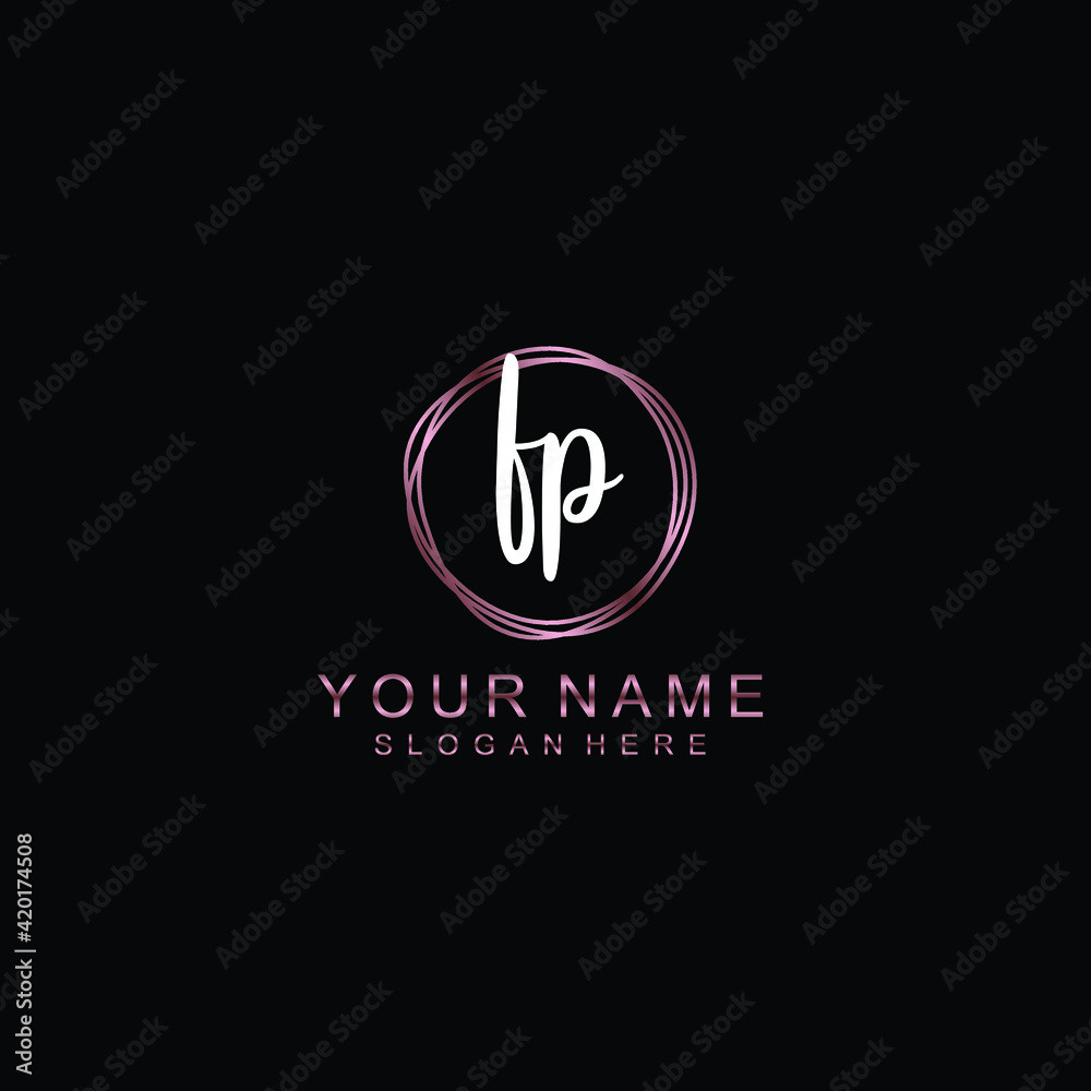FP beautiful Initial handwriting logo template FP beautiful Initial handwriting logo template