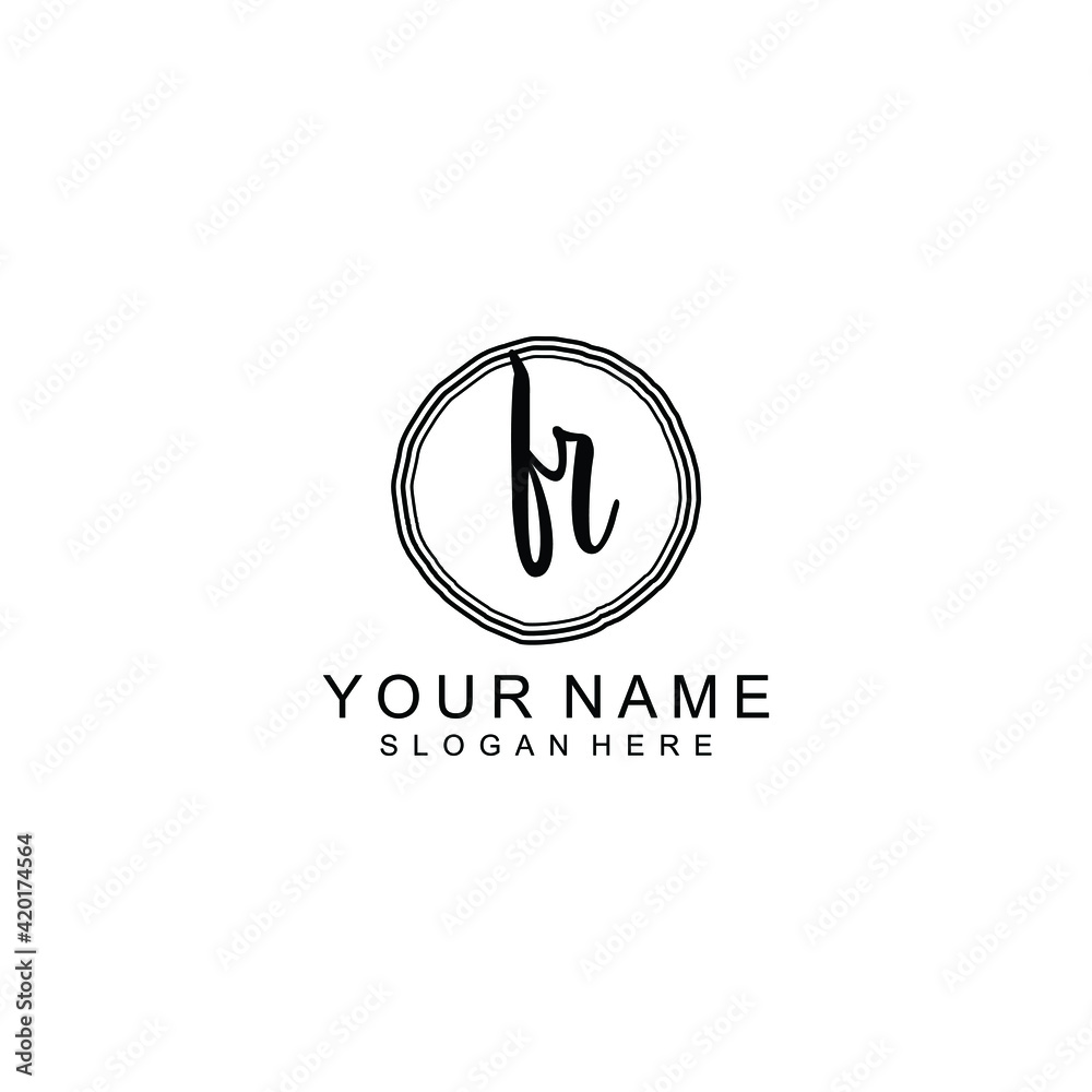 FR beautiful Initial handwriting logo template FR beautiful Initial handwriting logo template