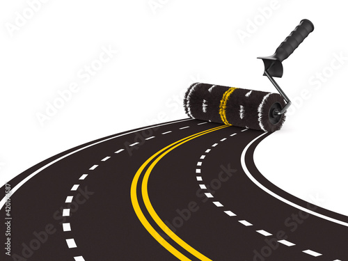 painted road with roller br...