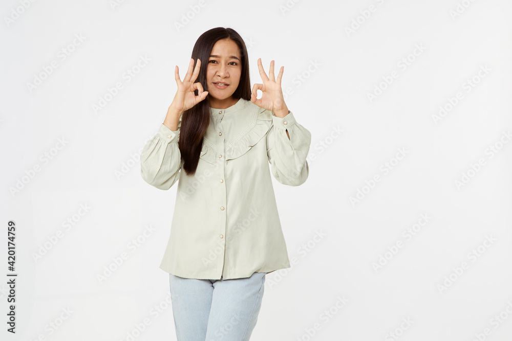 Fashion model wearing jeans shirt with emotions Fashion model wearing jeans shirt with emotions