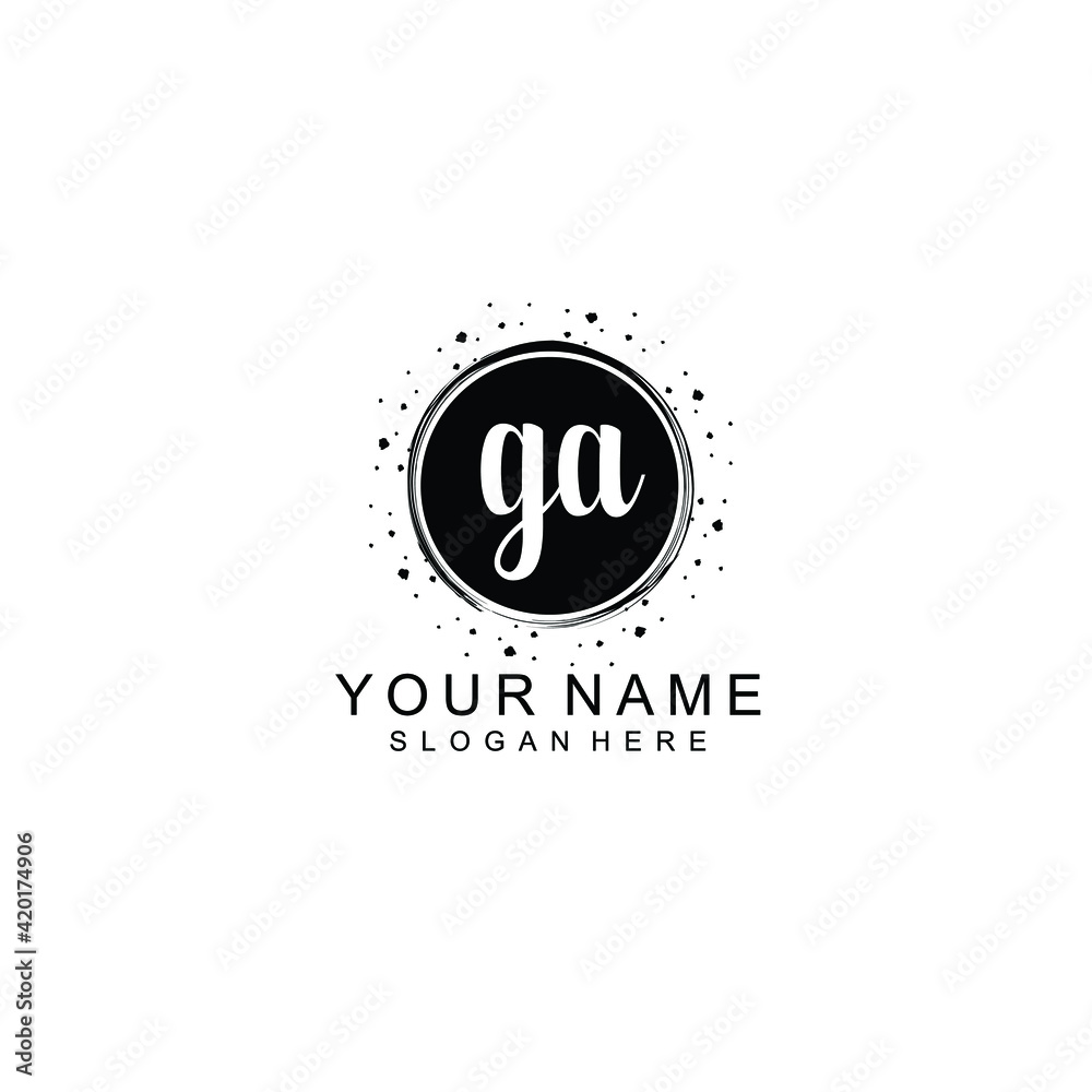 GA beautiful Initial handwriting logo template
