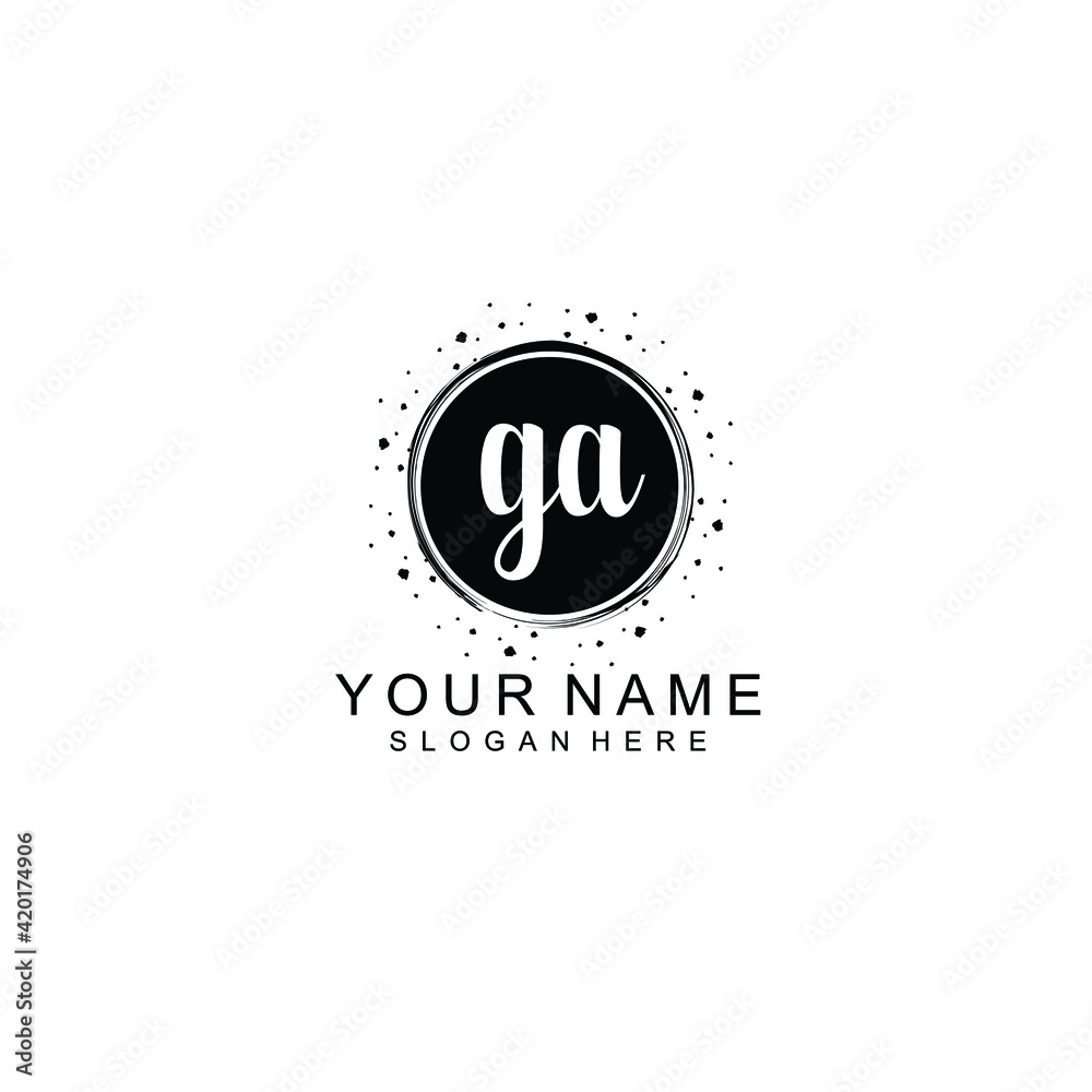 GA beautiful Initial handwriting logo template GA beautiful Initial handwriting logo template