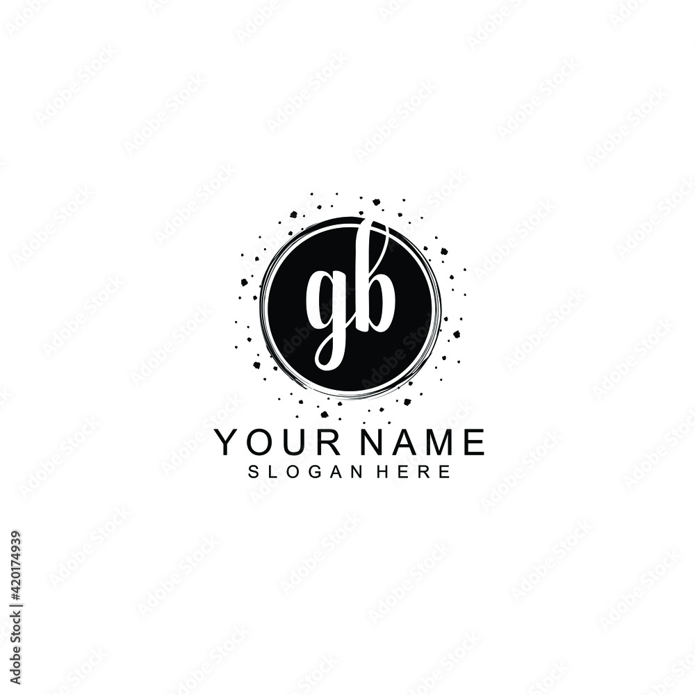 GB beautiful Initial handwriting logo template GB beautiful Initial handwriting logo template