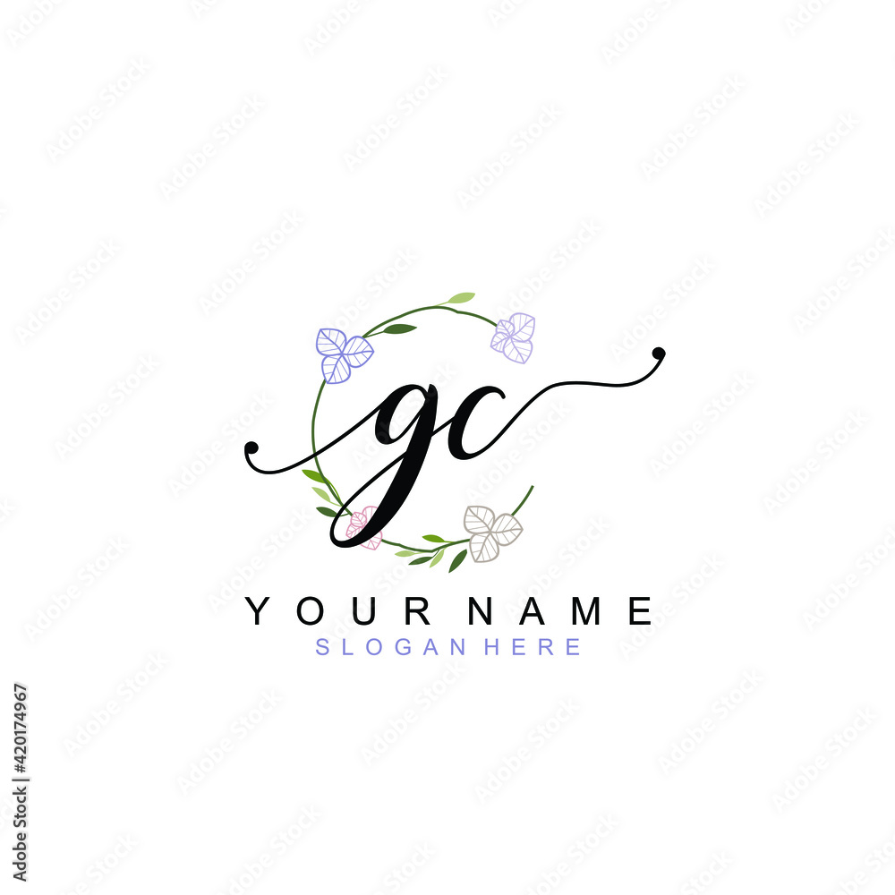 GC beautiful Initial handwriting logo template GC beautiful Initial handwriting logo template