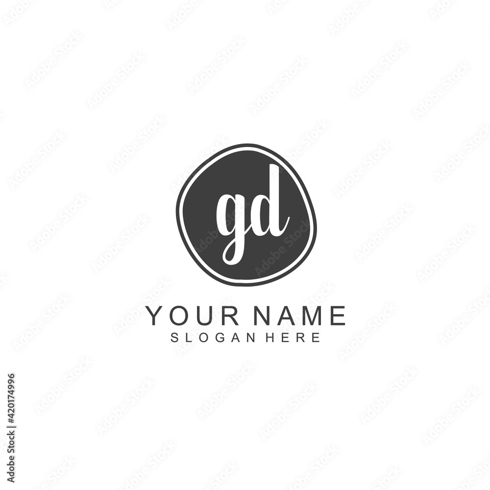 GD beautiful Initial handwriting logo template