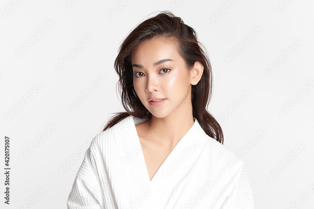 Beautiful young asian woman with clean fresh skin on white background, Face care, Facial treatment, Cosmetology, beauty and spa, Asian women portrait Beautiful young asian woman with clean fresh skin on white background, Face care, Facial treatment, Cosmetology, beauty and spa, Asian women portrait