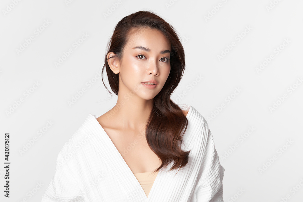 Beautiful young asian woman with clean fresh skin on white background, Face care, Facial treatment, Cosmetology, beauty and spa, Asian women portrait Beautiful young asian woman with clean fresh skin on white background, Face care, Facial treatment, Cosmetology, beauty and spa, Asian women portrait