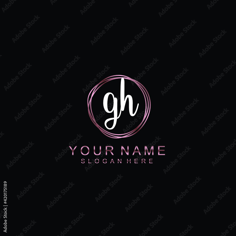 GH beautiful Initial handwriting logo template