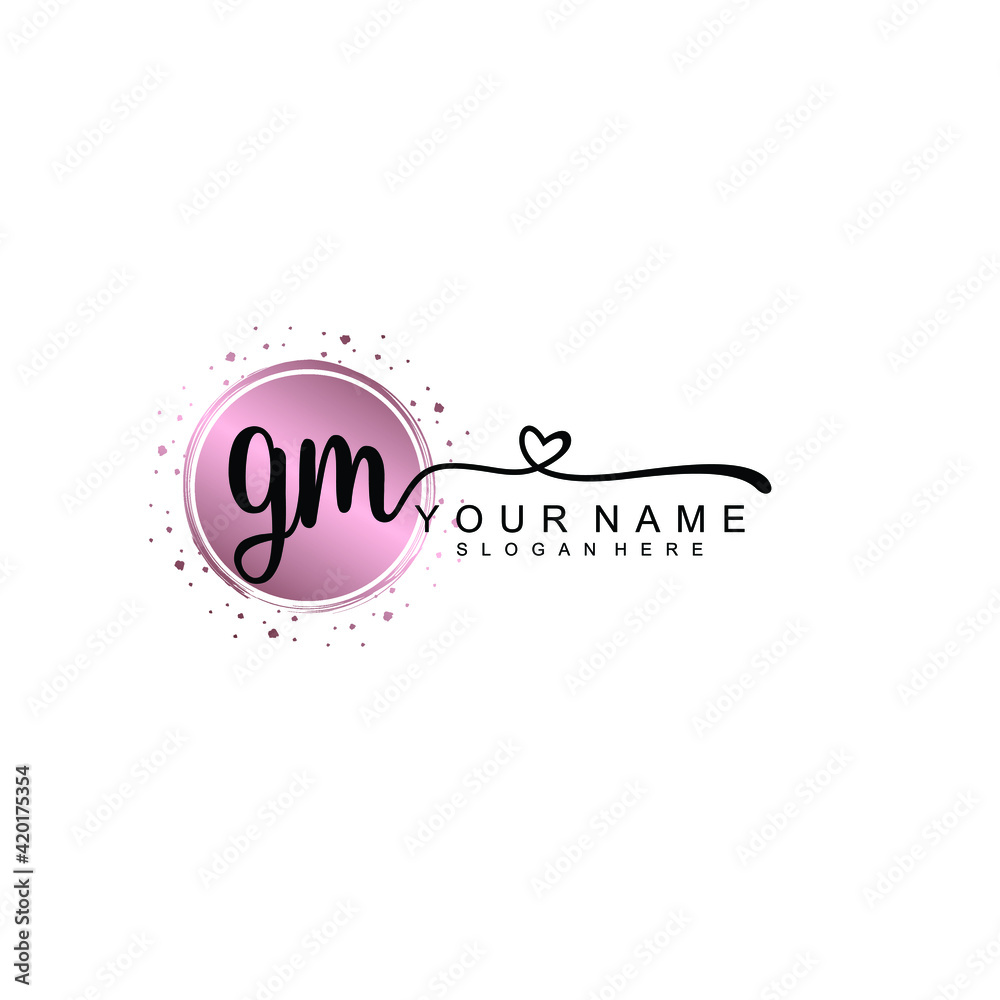 GM beautiful Initial handwriting logo template GM beautiful Initial handwriting logo template