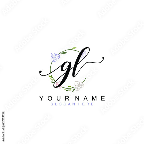 GL beautiful Initial handwriting logo template