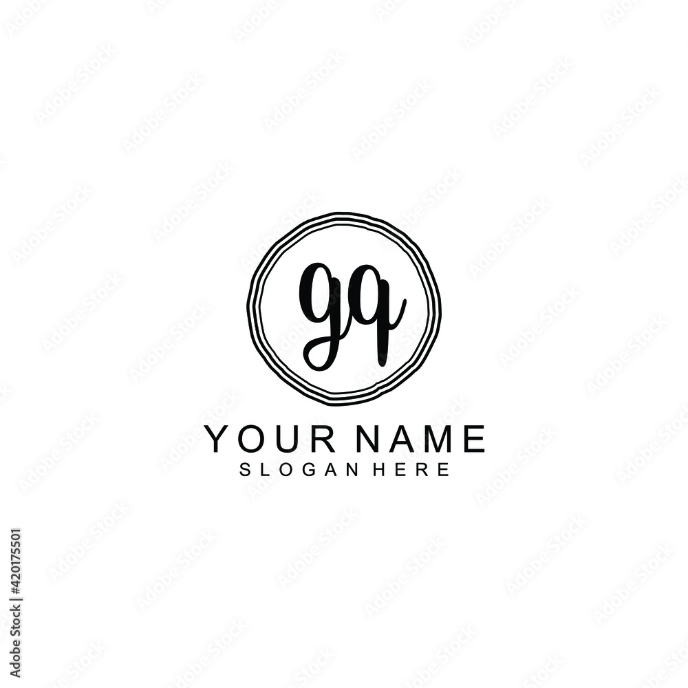 GQ beautiful Initial handwriting logo template GQ beautiful Initial handwriting logo template