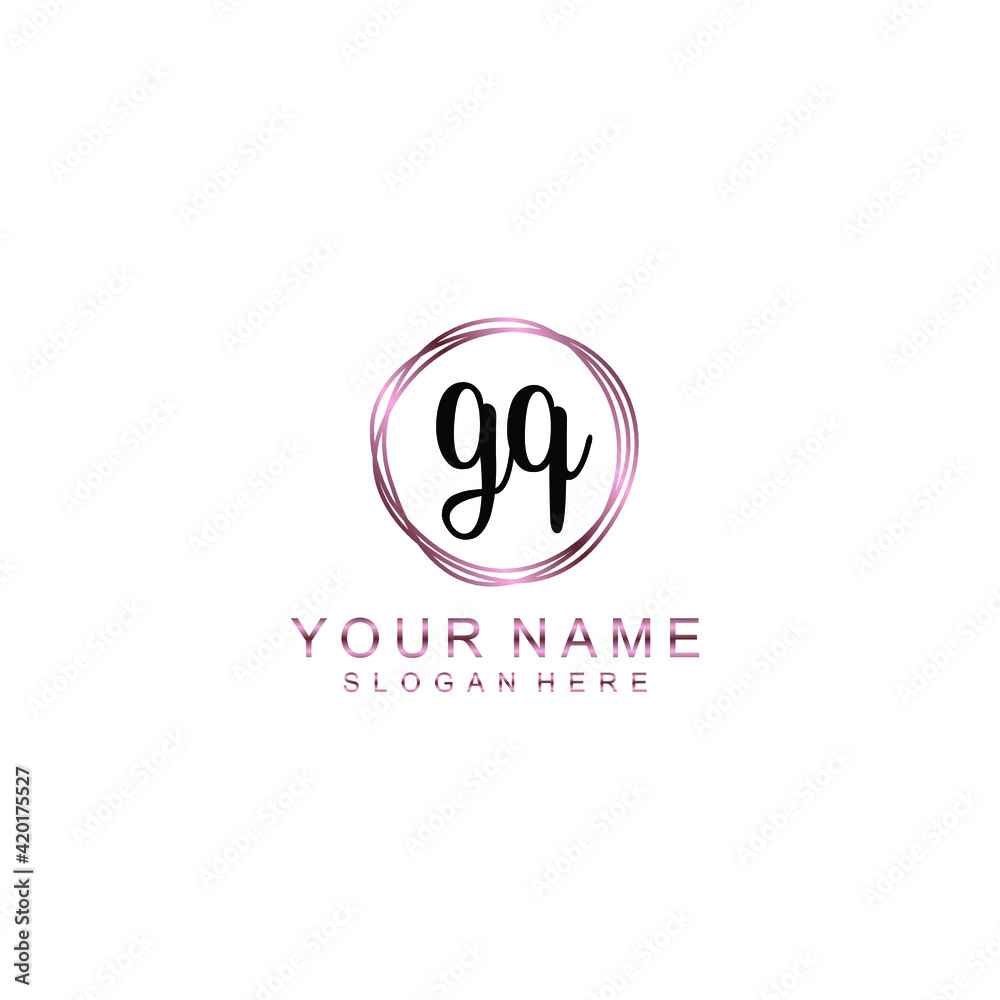 GQ beautiful Initial handwriting logo template GQ beautiful Initial handwriting logo template