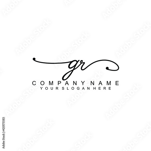 GR beautiful Initial handwriting logo template