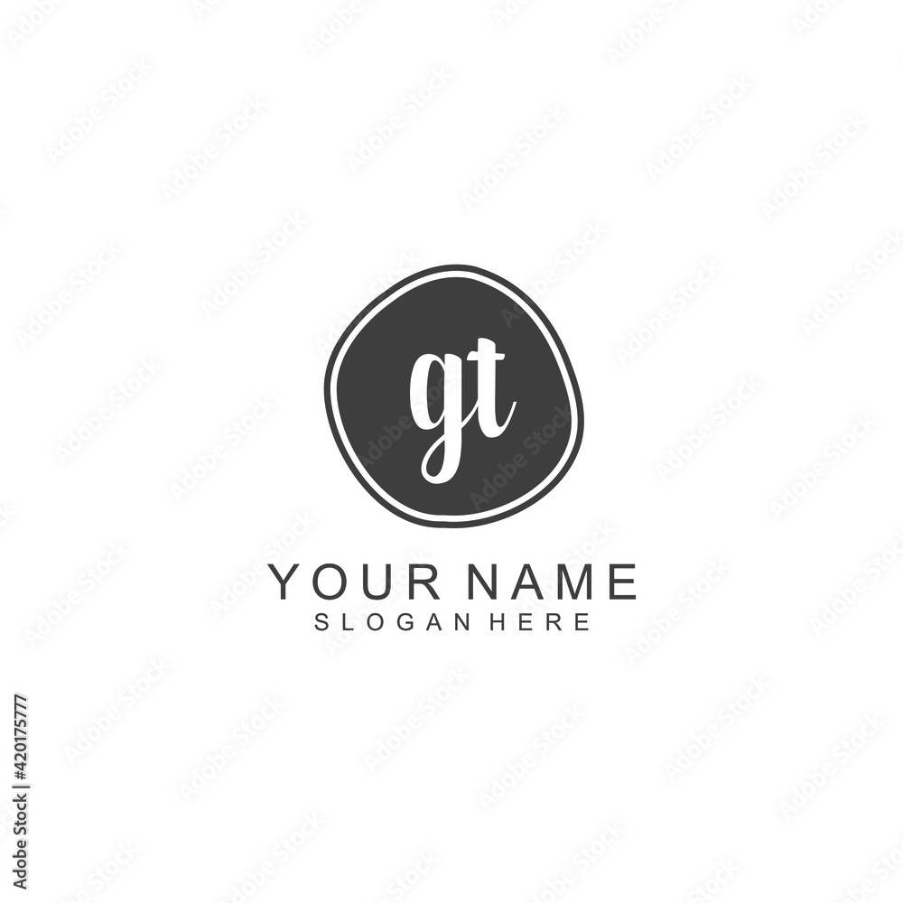 GT beautiful Initial handwriting logo template GT beautiful Initial handwriting logo template