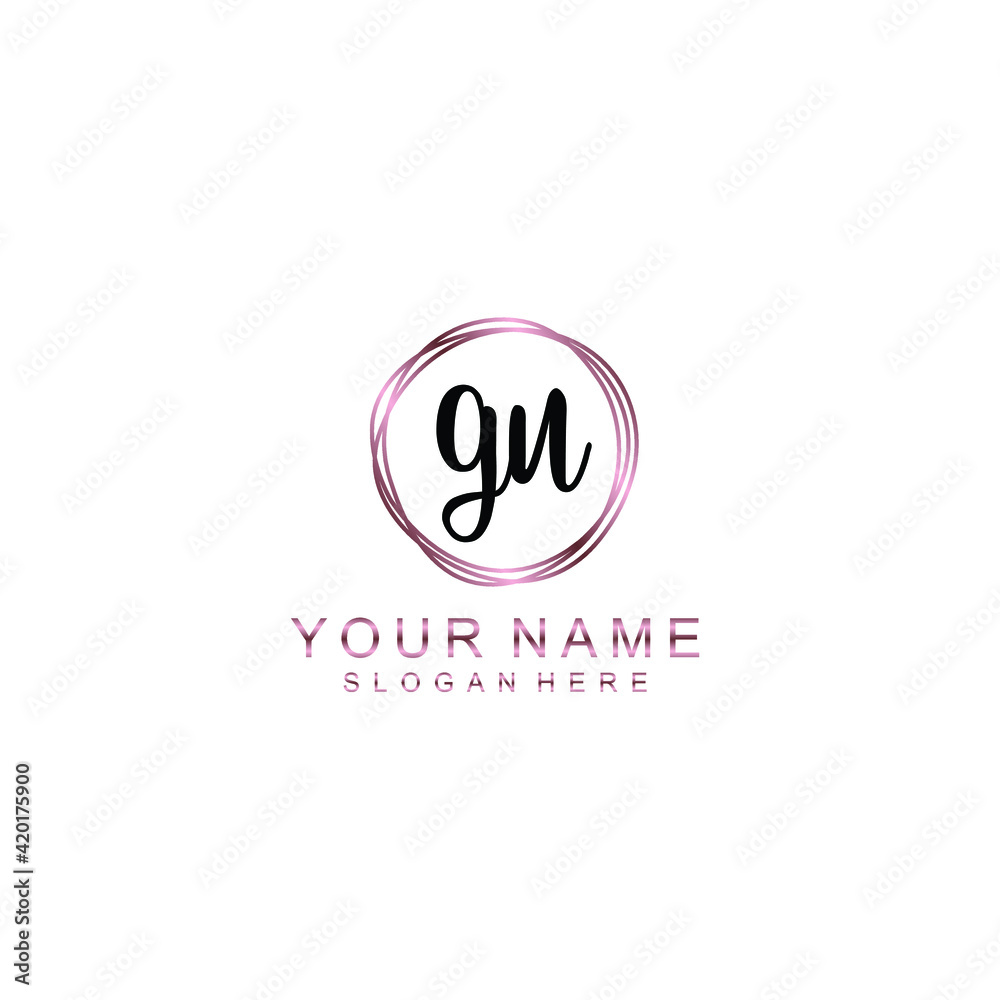 GU beautiful Initial handwriting logo template GU beautiful Initial handwriting logo template