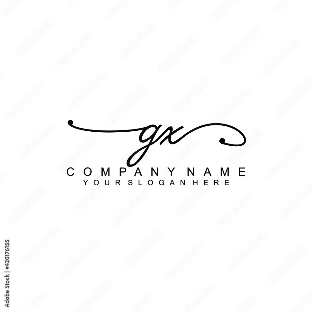 GX beautiful Initial handwriting logo template GX beautiful Initial handwriting logo template