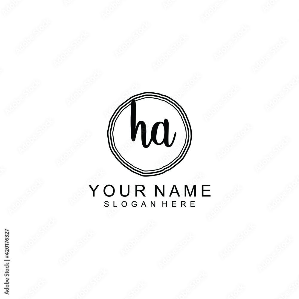 HA beautiful Initial handwriting logo template HA beautiful Initial handwriting logo template