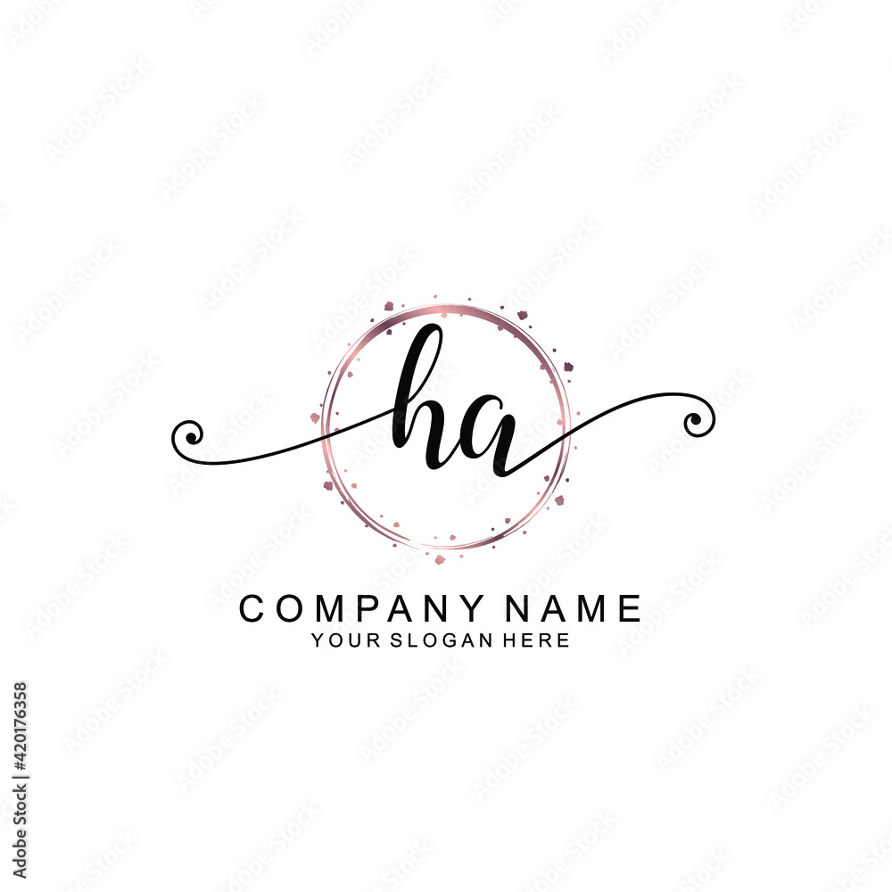 HA beautiful Initial handwriting logo template HA beautiful Initial handwriting logo template