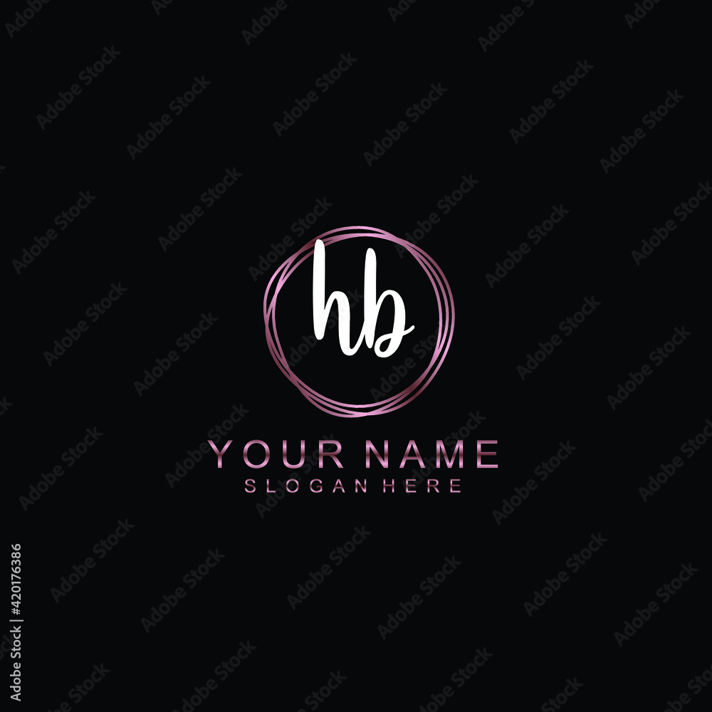 HB beautiful Initial handwriting logo template HB beautiful Initial handwriting logo template