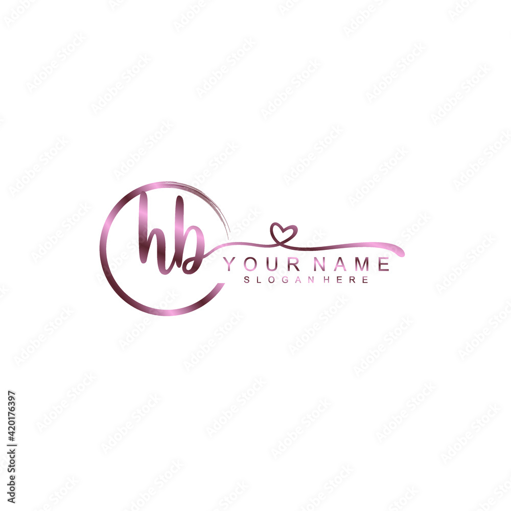 HB beautiful Initial handwriting logo template