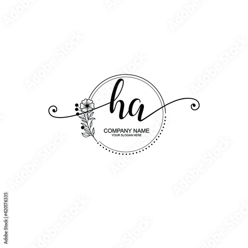 HA beautiful Initial handwriting logo template