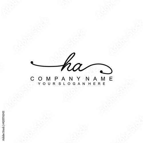 HA beautiful Initial handwriting logo template