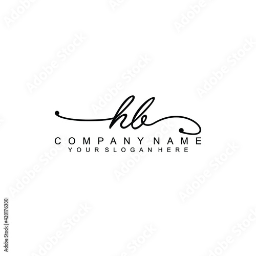 HB beautiful Initial handwriting logo template