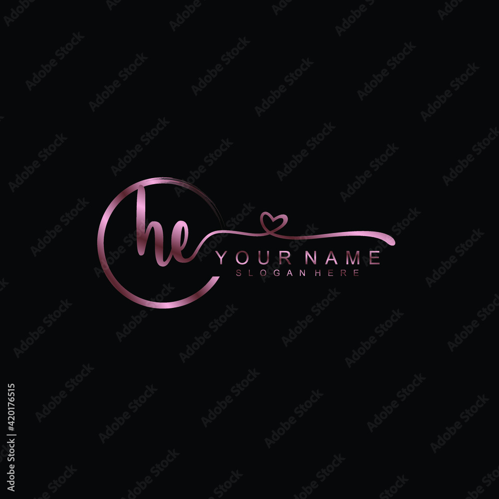 HE beautiful Initial handwriting logo template