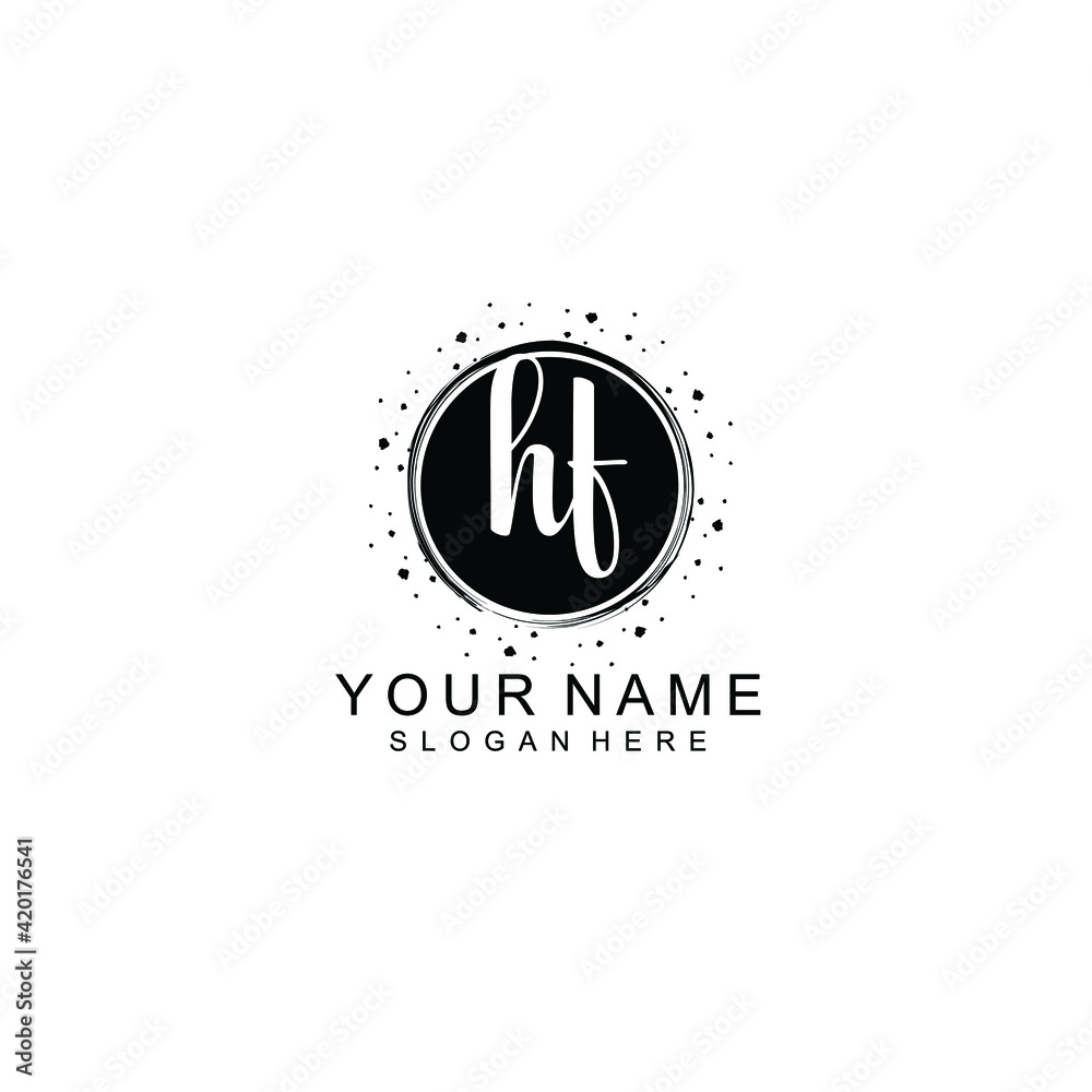 HF beautiful Initial handwriting logo template HF beautiful Initial handwriting logo template