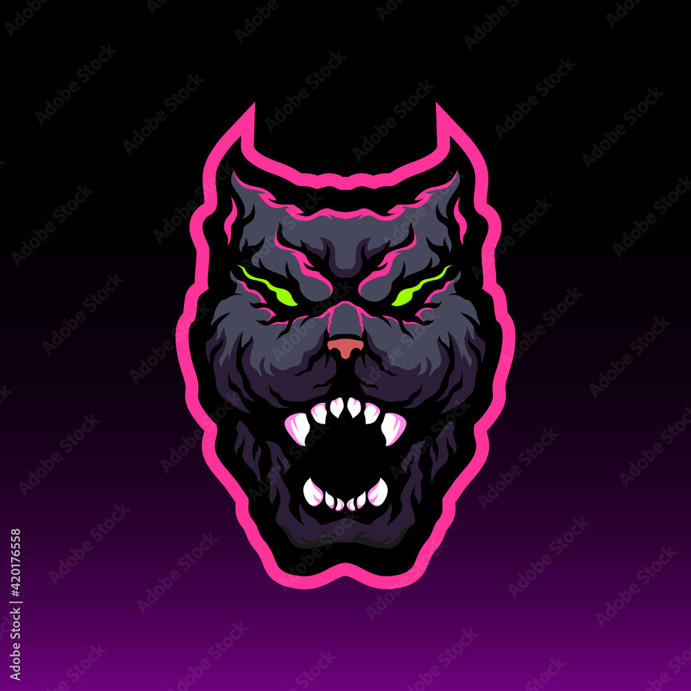 Obraz premium pitbull angry dog mascot e sport logo