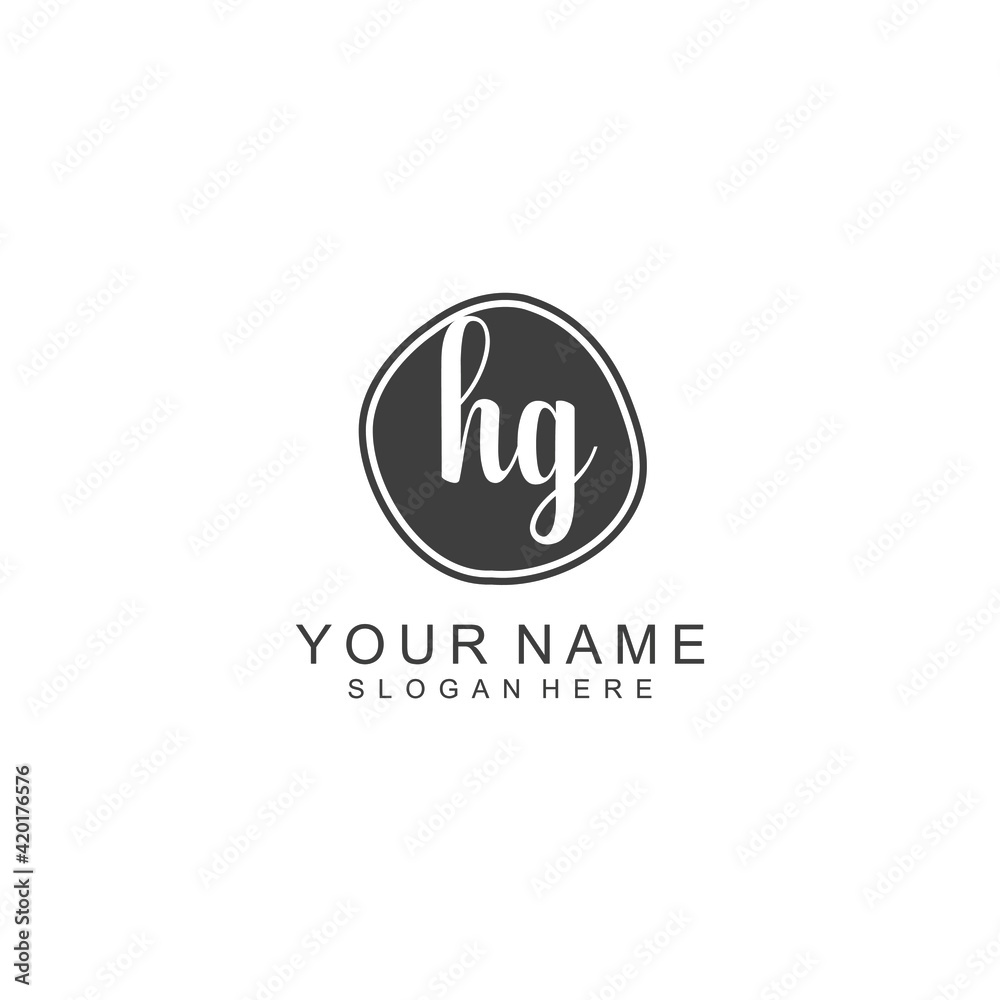 HG beautiful Initial handwriting logo template HG beautiful Initial handwriting logo template