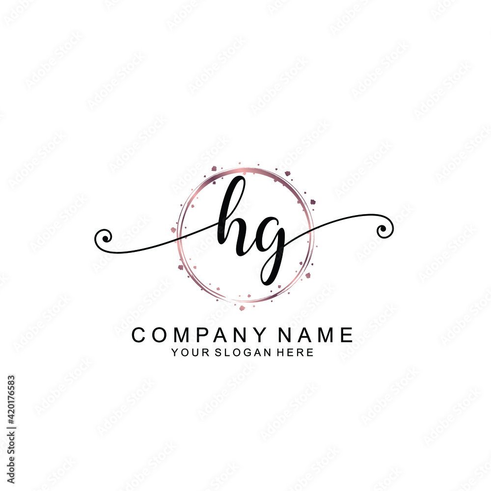 HG beautiful Initial handwriting logo template HG beautiful Initial handwriting logo template