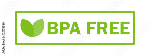 BPA FREE Logo. Flat vector icon for non-toxic plastic. Logo and badge, guarantee for drinking water bottle, packaging plastic. Simple design. Vector illustration.