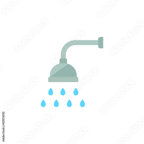 Shower icon. Showerheads simple with water drops, shower head, Bathroom, Bath time sign for your web site and mobile apps. flat style. Vector illustration design on white background. EPS 10