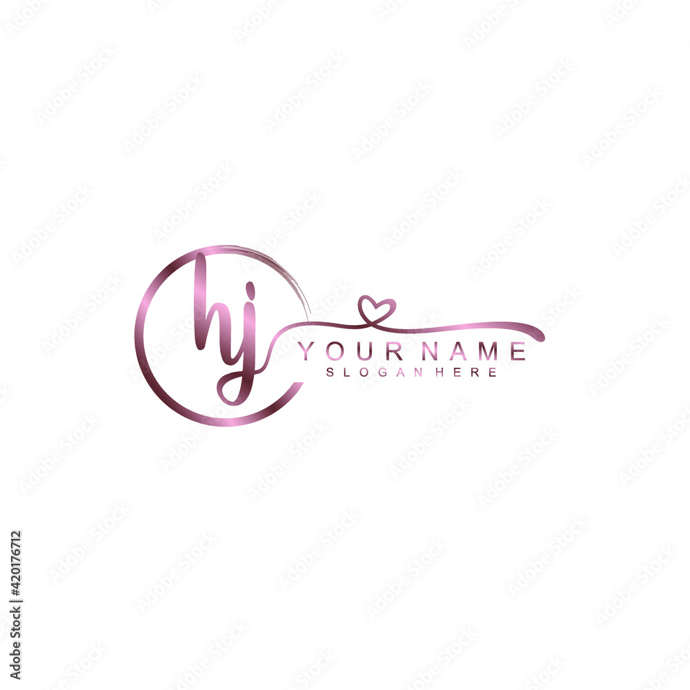 HJ beautiful Initial handwriting logo template