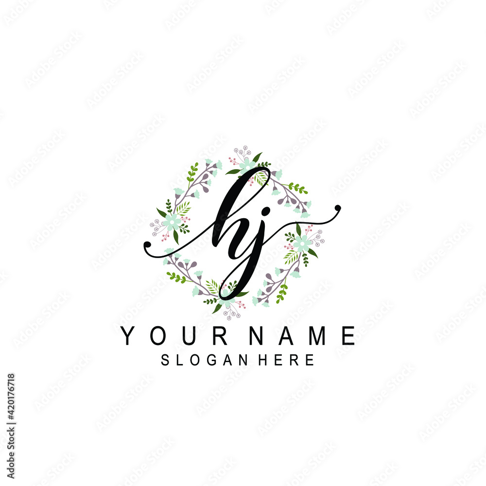 HJ beautiful Initial handwriting logo template HJ beautiful Initial handwriting logo template