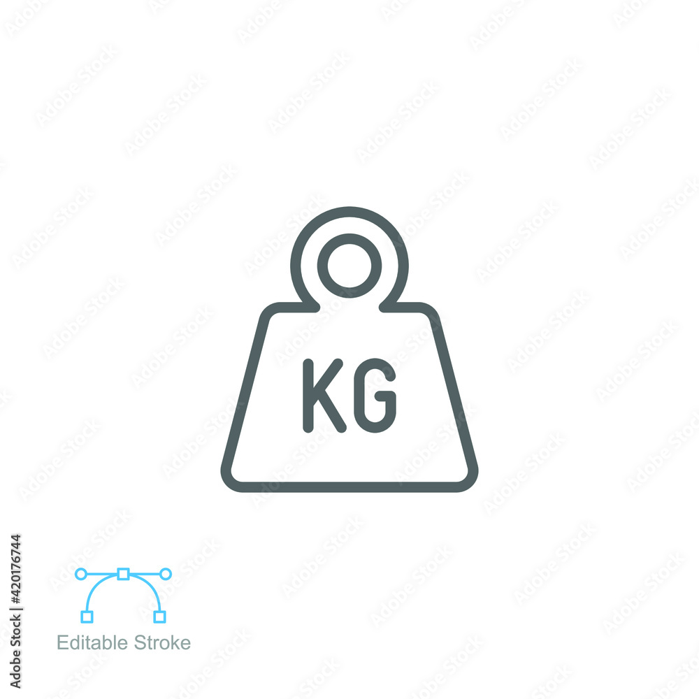 Weight heavy kg icon. Dumbbell Simple KG kilogram Scale. Heavy mass for exercise element Gym business concept outline style. Editable stroke vector illustration design on white background. EPS 10 Weight heavy kg icon. Dumbbell Simple KG kilogram Scale. Heavy mass for exercise element Gym business concept outline style. Editable stroke vector illustration design on white background. EPS 10