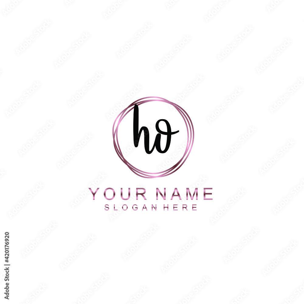 HO beautiful Initial handwriting logo template HO beautiful Initial handwriting logo template