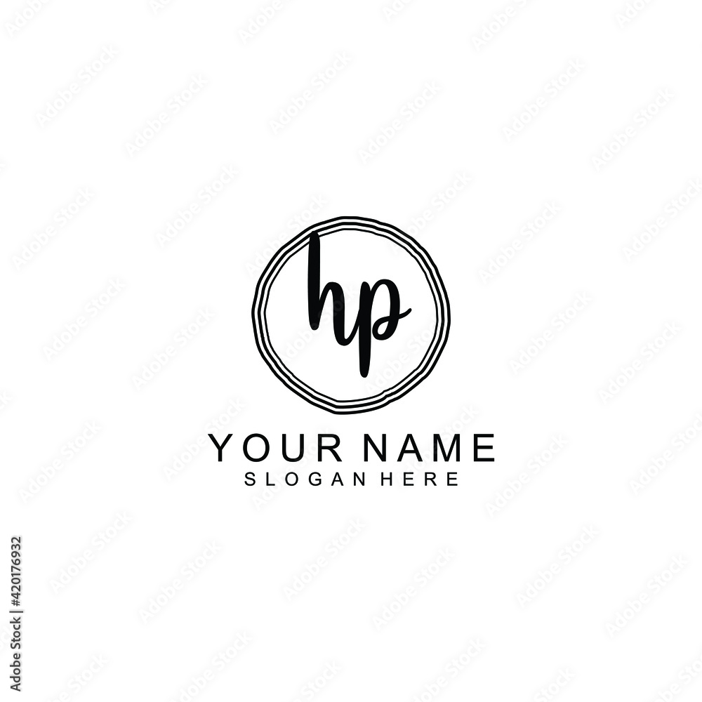 HP beautiful Initial handwriting logo template HP beautiful Initial handwriting logo template