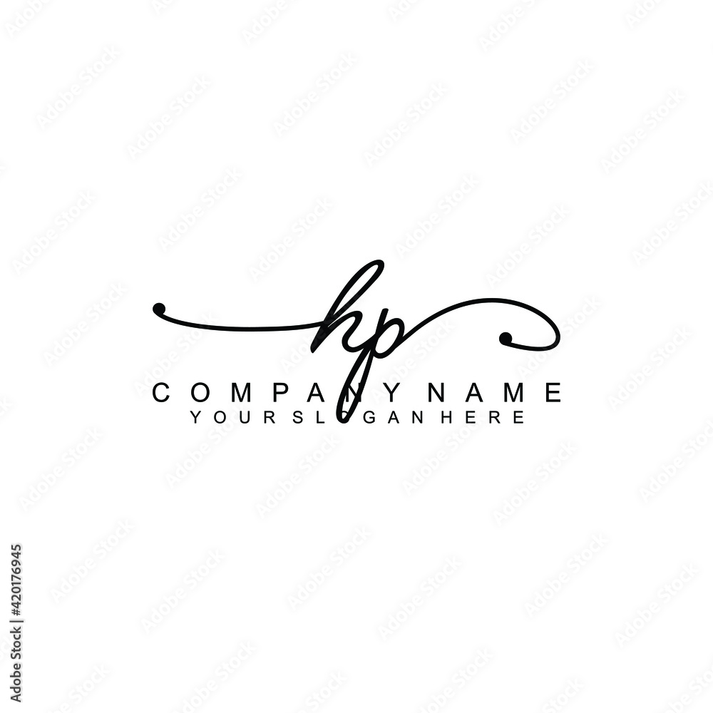 HP beautiful Initial handwriting logo template