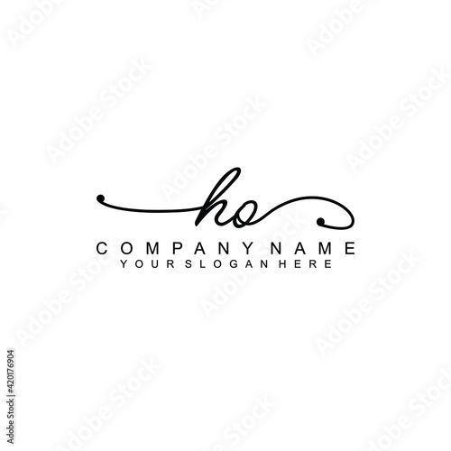 HO beautiful Initial handwriting logo template
