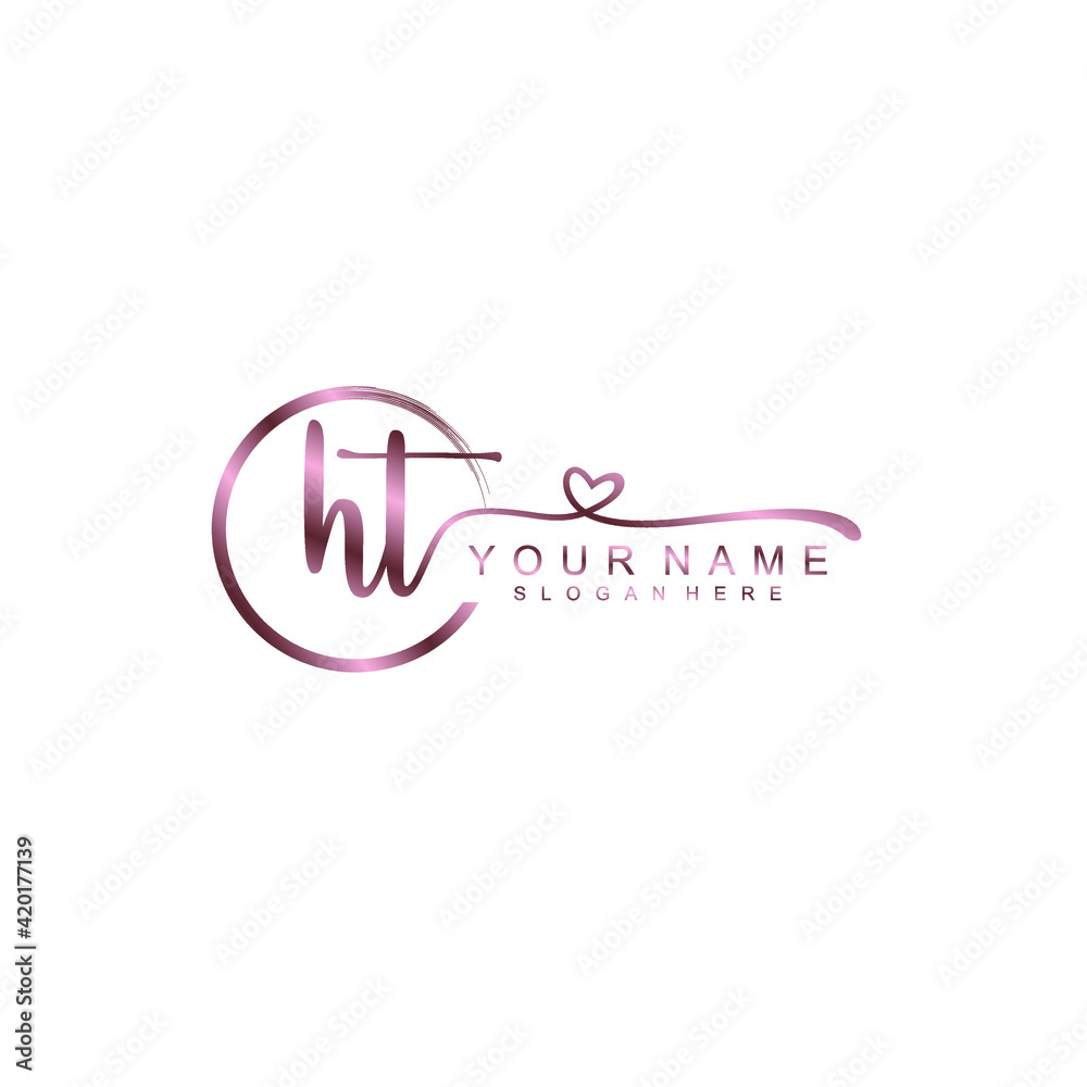 HT beautiful Initial handwriting logo template