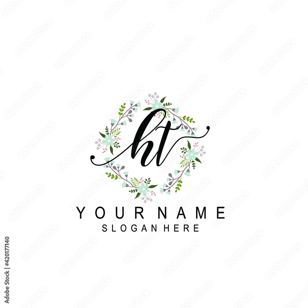 HT beautiful Initial handwriting logo template HT beautiful Initial handwriting logo template